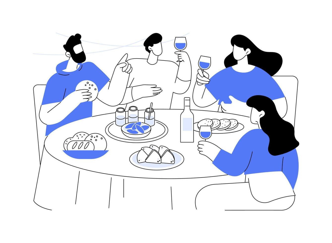 Tapas and snacks isolated cartoon illustrations. vector