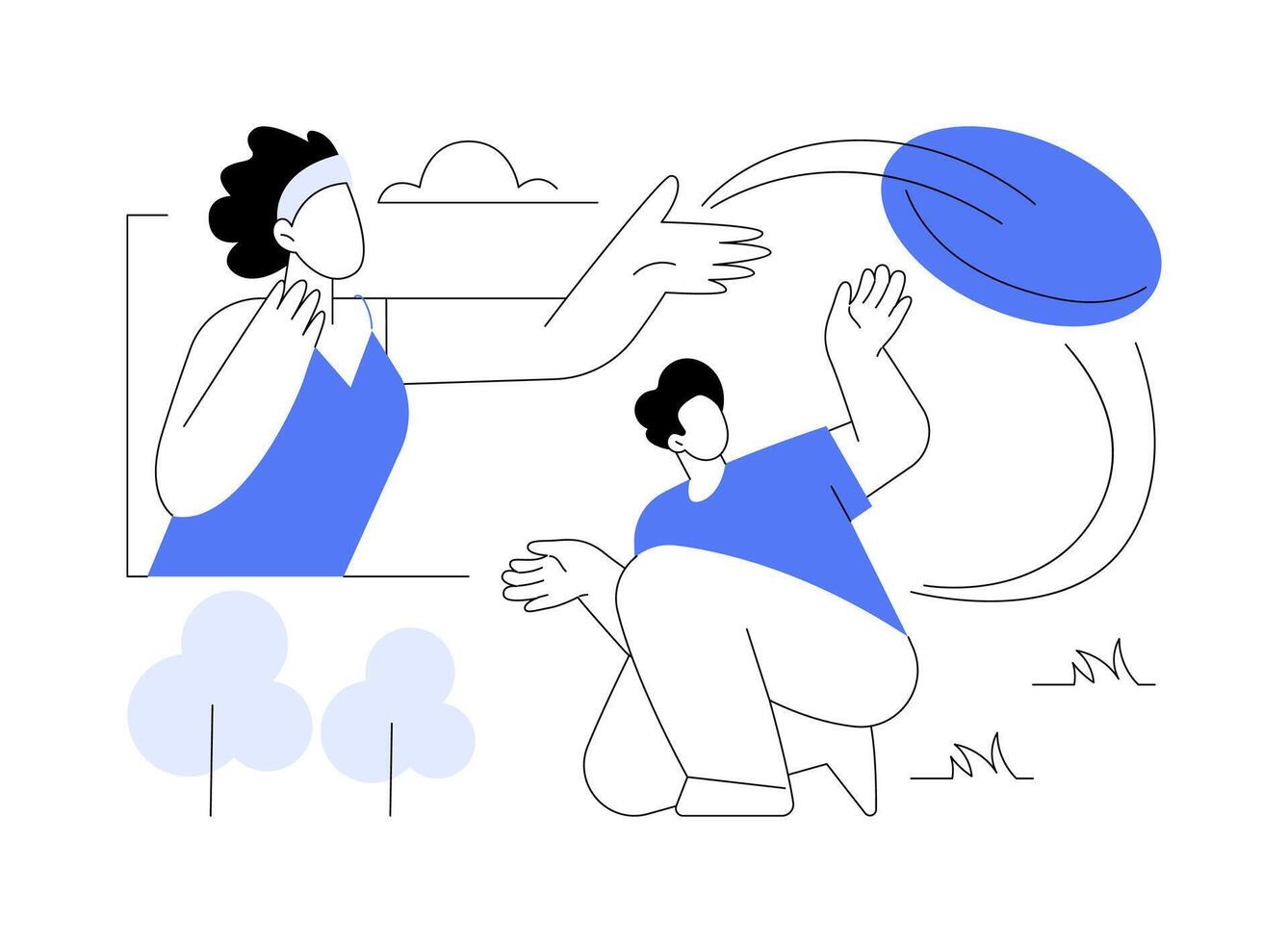 Playing Frisbee isolated cartoon illustrations. vector