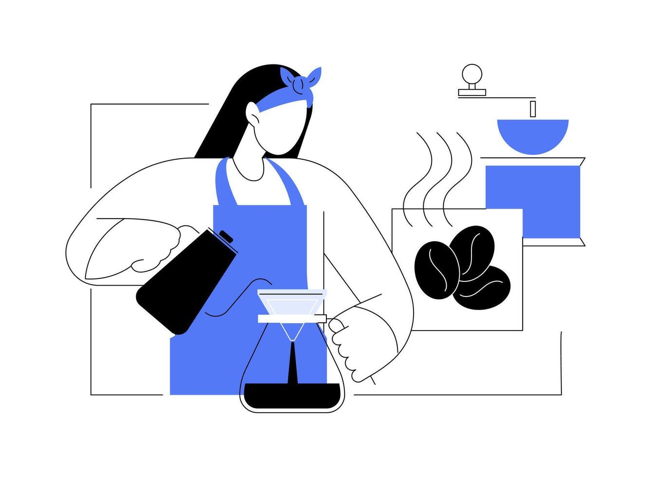 Pour-over coffee isolated cartoon illustrations. vector