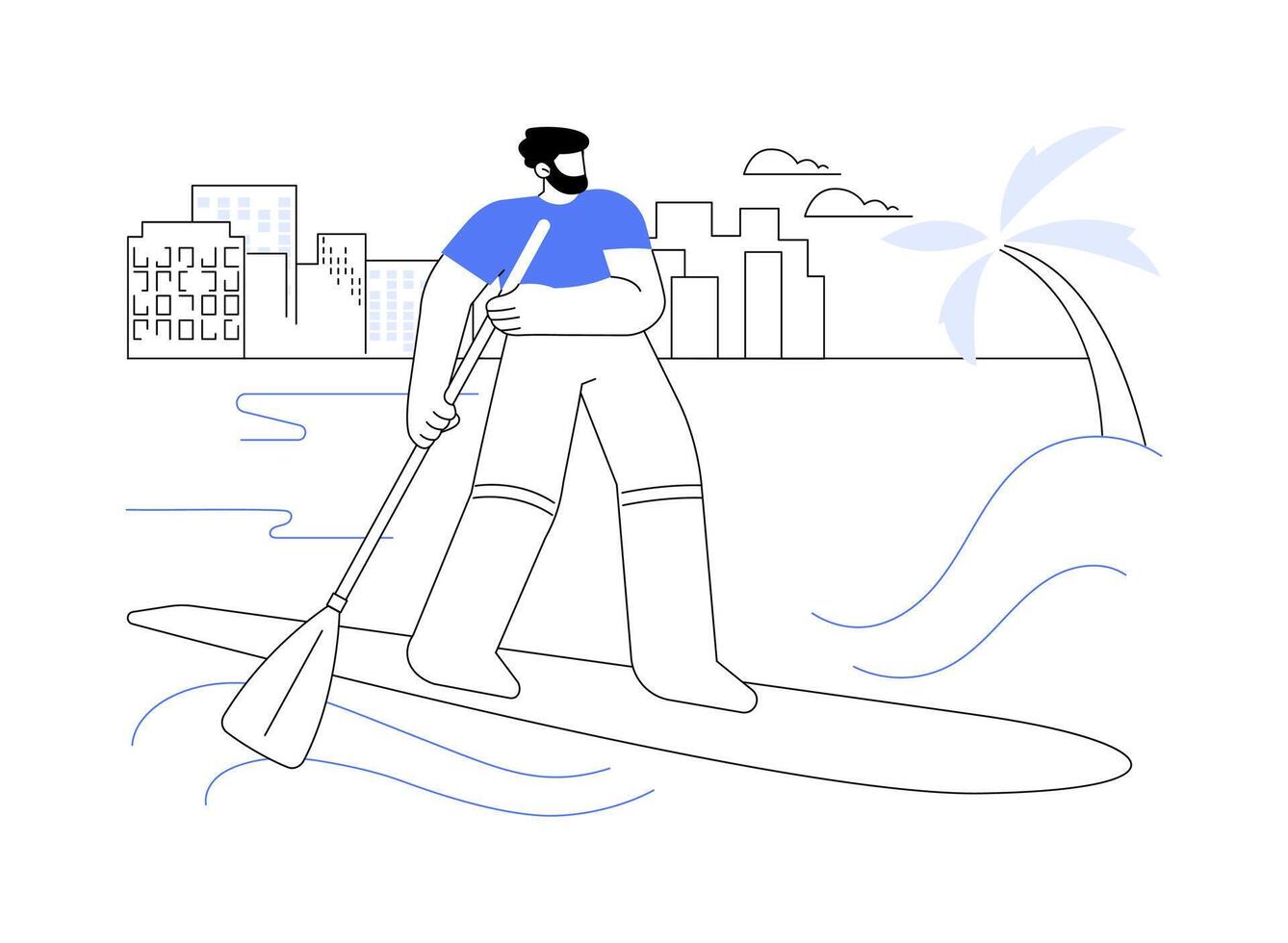 Stand up paddling rental isolated cartoon illustrations. vector