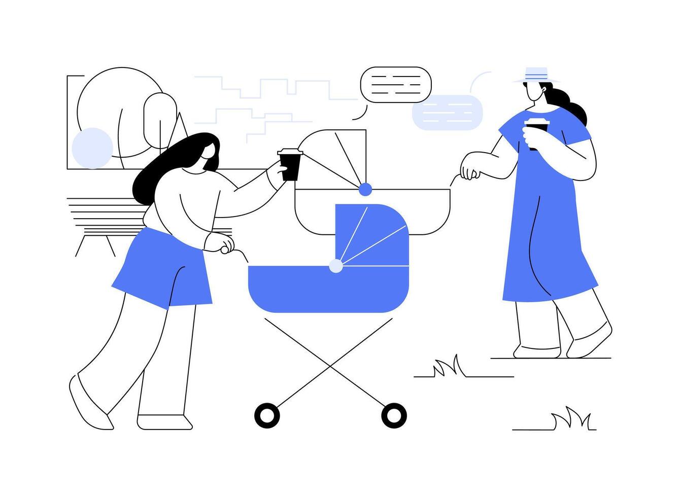 Happy moms isolated cartoon illustrations. vector
