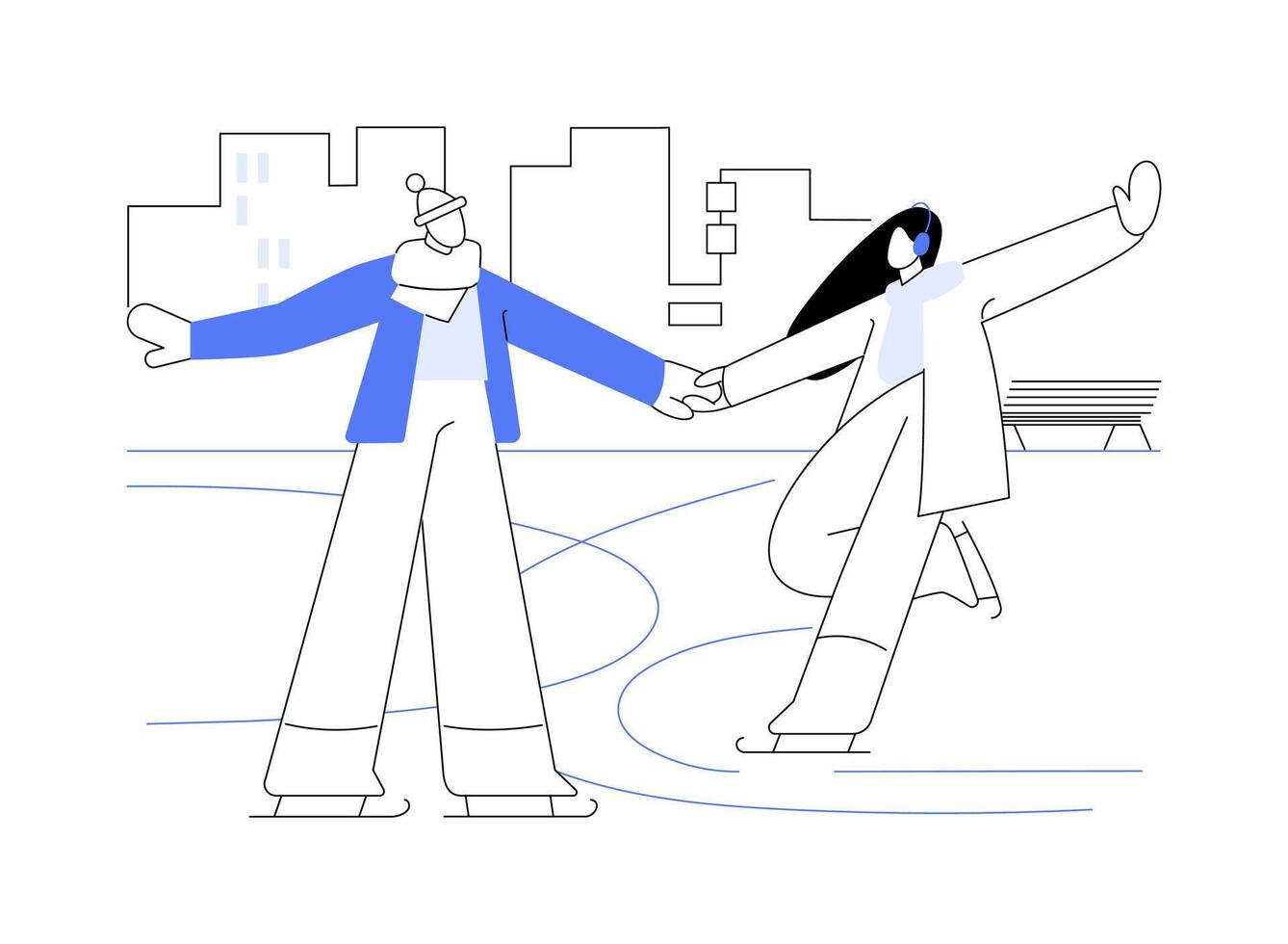 Ice skating rink isolated cartoon illustrations. vector