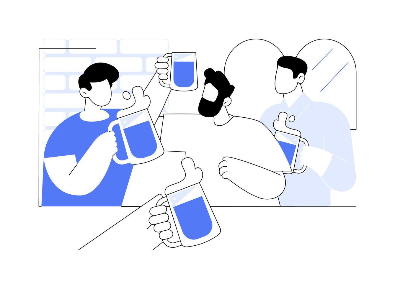 Going to a pub isolated cartoon illustrations. vector