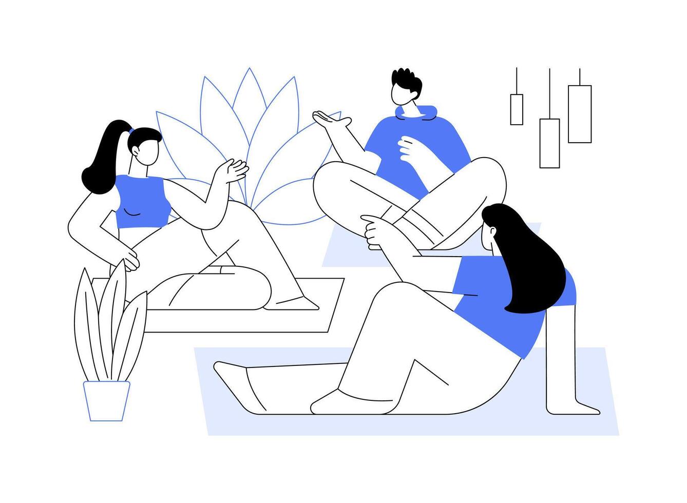 Feeling good after yoga isolated cartoon illustrations. vector
