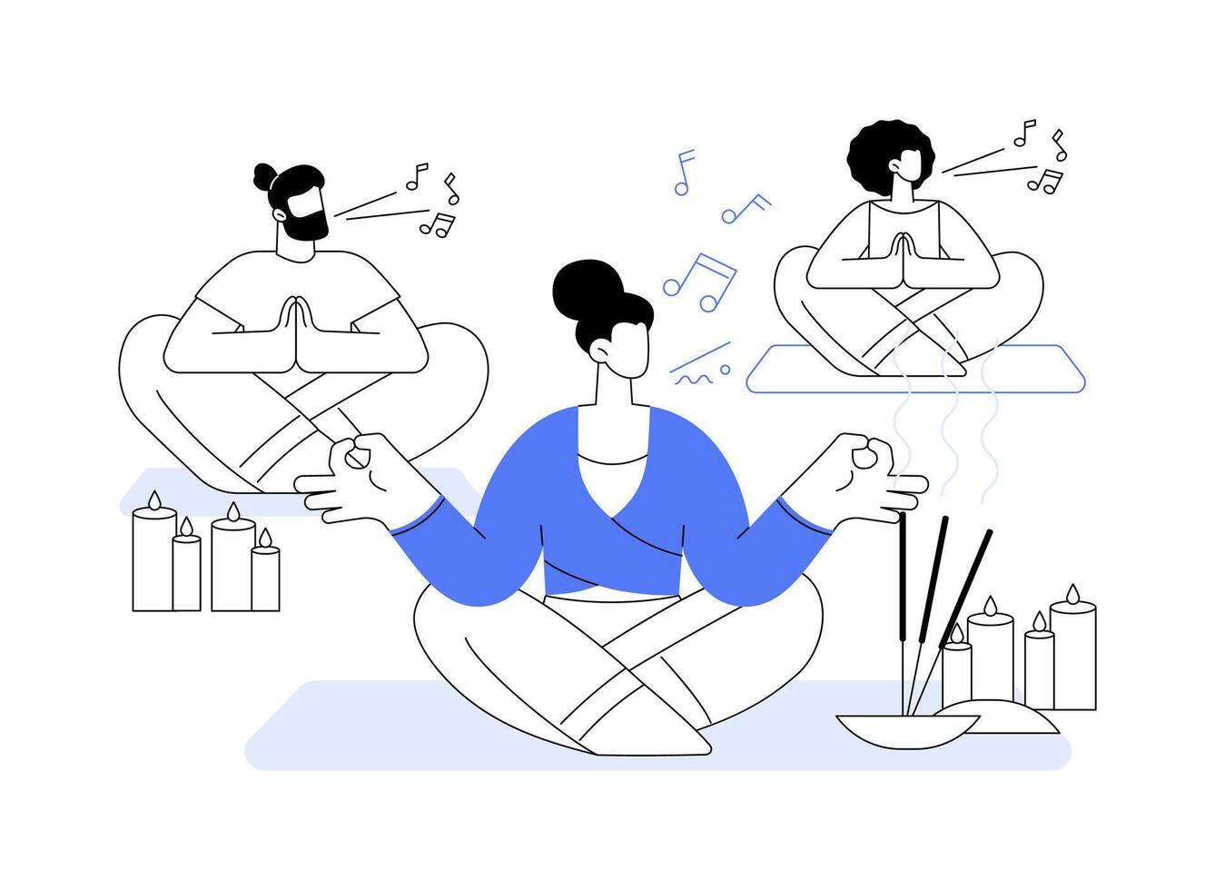Mantra singing isolated cartoon illustrations. vector