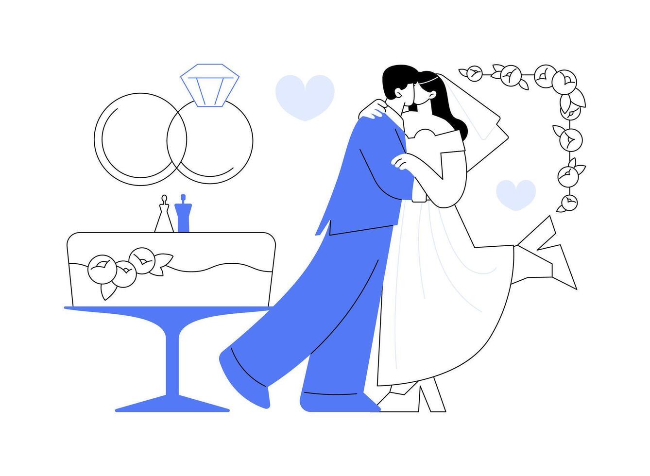 The wedding day isolated cartoon illustrations. vector