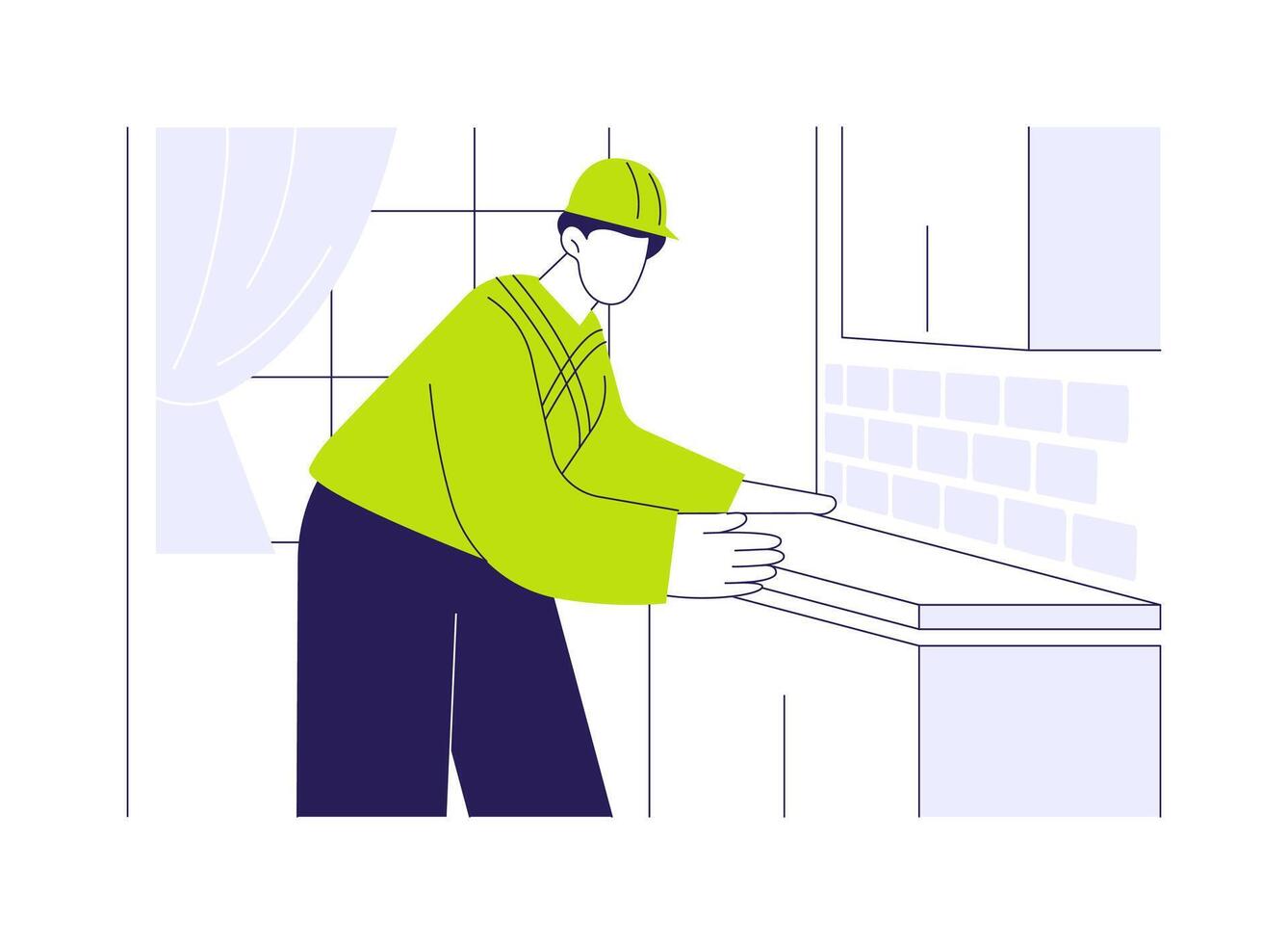 Countertop installation abstract concept illustration. vector