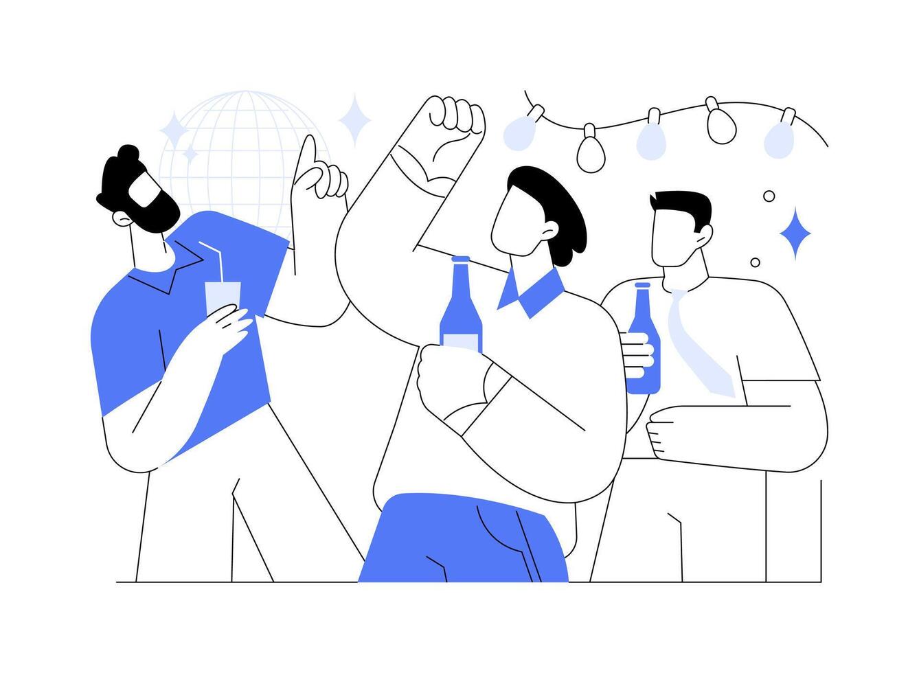 Bachelor party isolated cartoon illustrations. vector