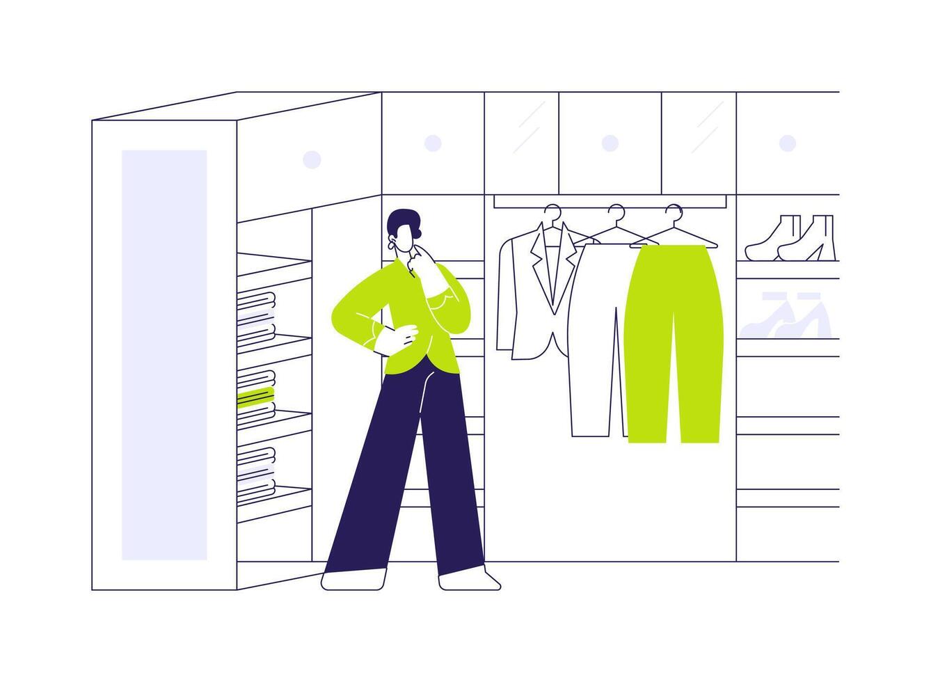 Custom walk-in closet abstract concept illustration. vector