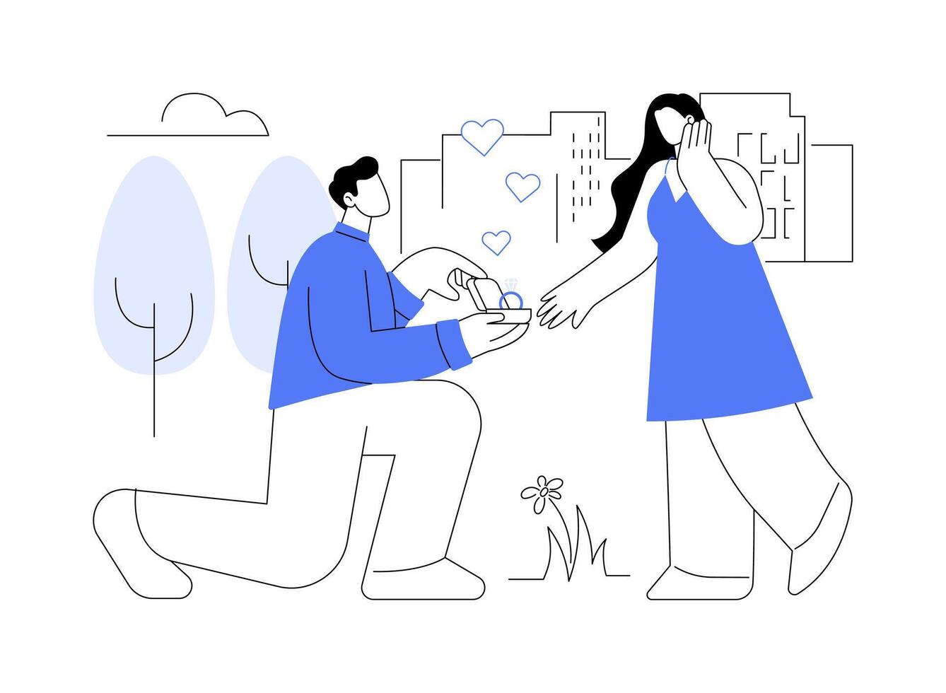 Getting engaged isolated cartoon illustrations. vector