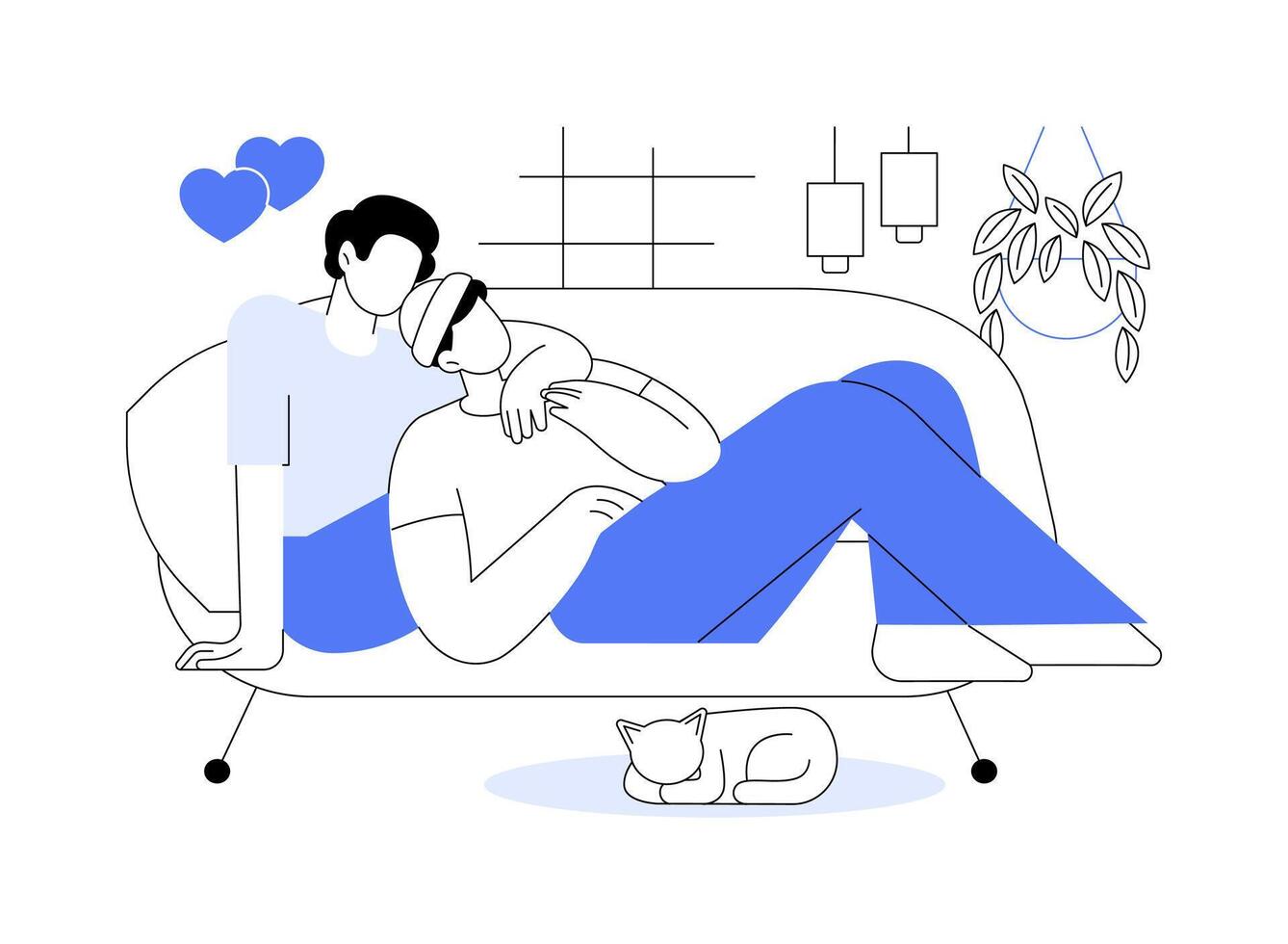 Gay couple isolated cartoon illustrations. vector