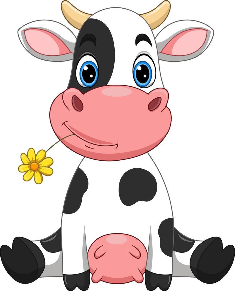 Cartoon a happy cow sitting vector