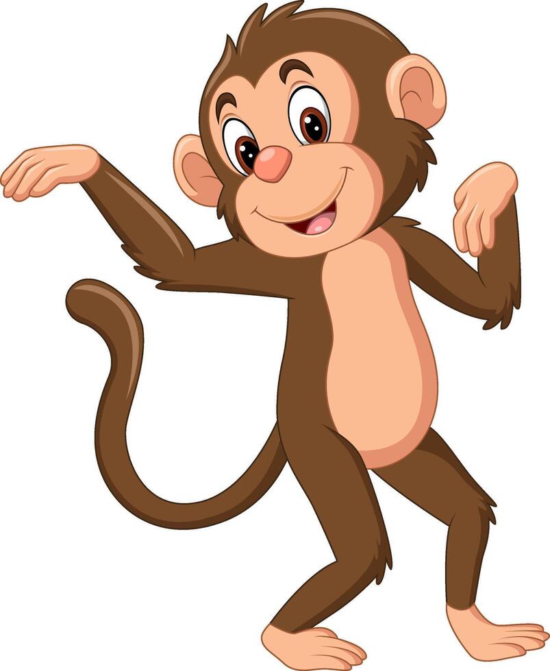 Illustration of cartoon happy monkey dancing vector