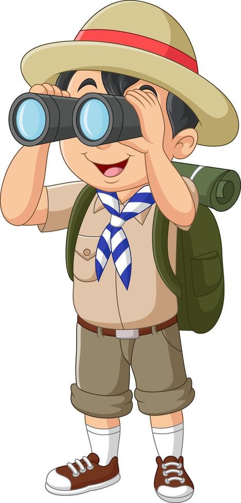 Cartoon scout using a binocular vector
