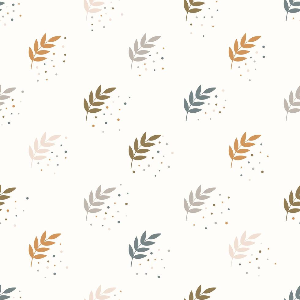 Palm leaf background. Seamless pattern with boho leaves. Floral background in trendy minimalistic style. Botanical seamless pattern. Modern design for paper, cover, and fabric. vector