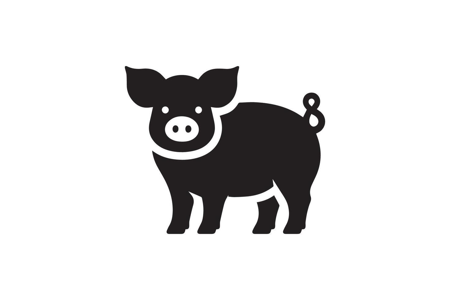 A black and white pig icon on a white background vector