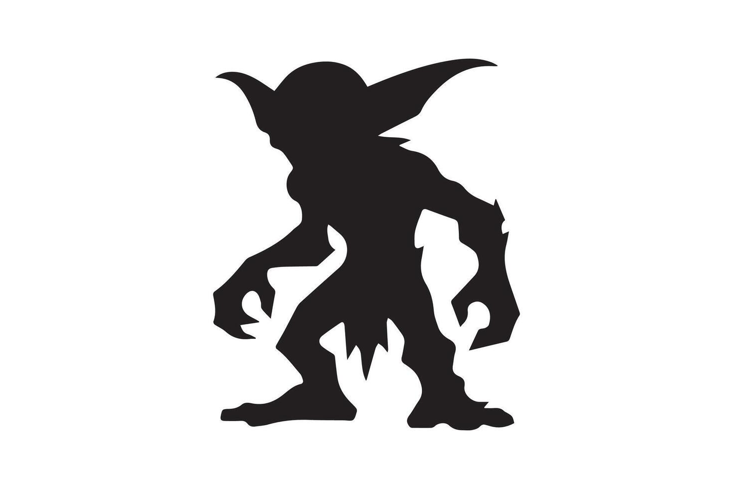A silhouette of a monster with large horns vector