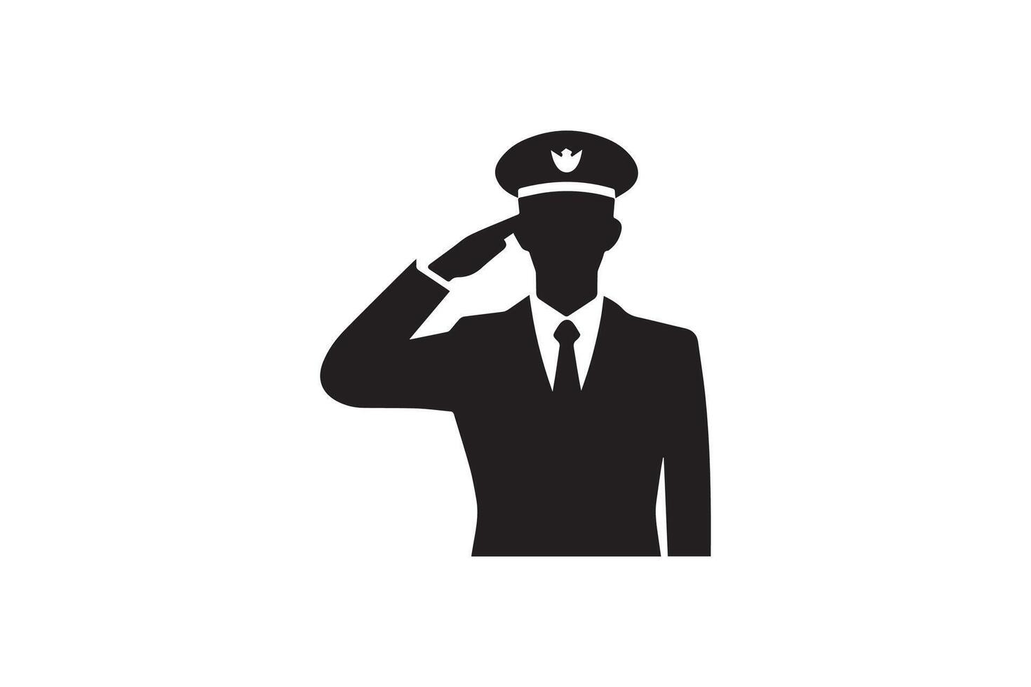 A silhouette of a man in a suit saluting vector