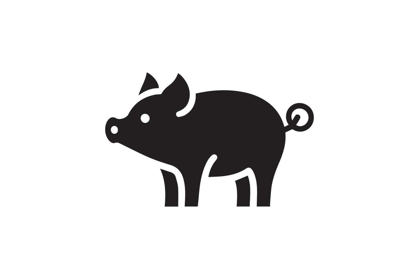 A black and white pig icon on a white background vector