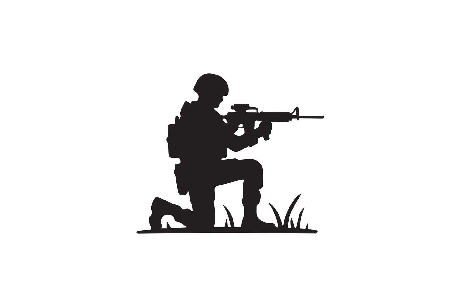 A silhouette of a soldier with a rifle vector