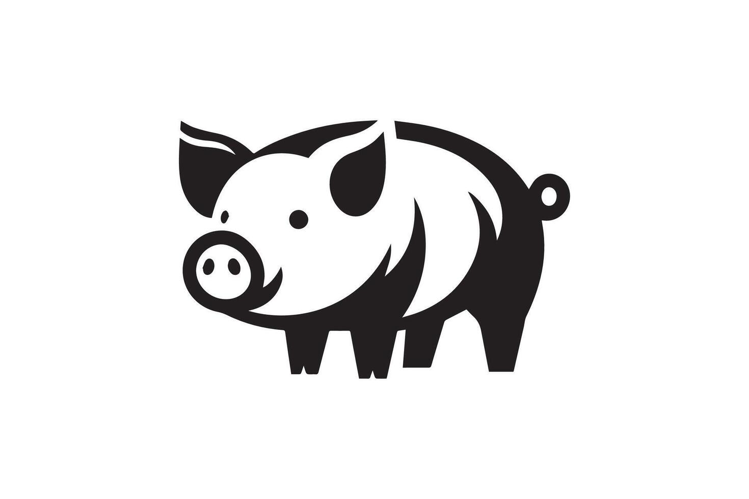 A black and white pig icon on a white background vector