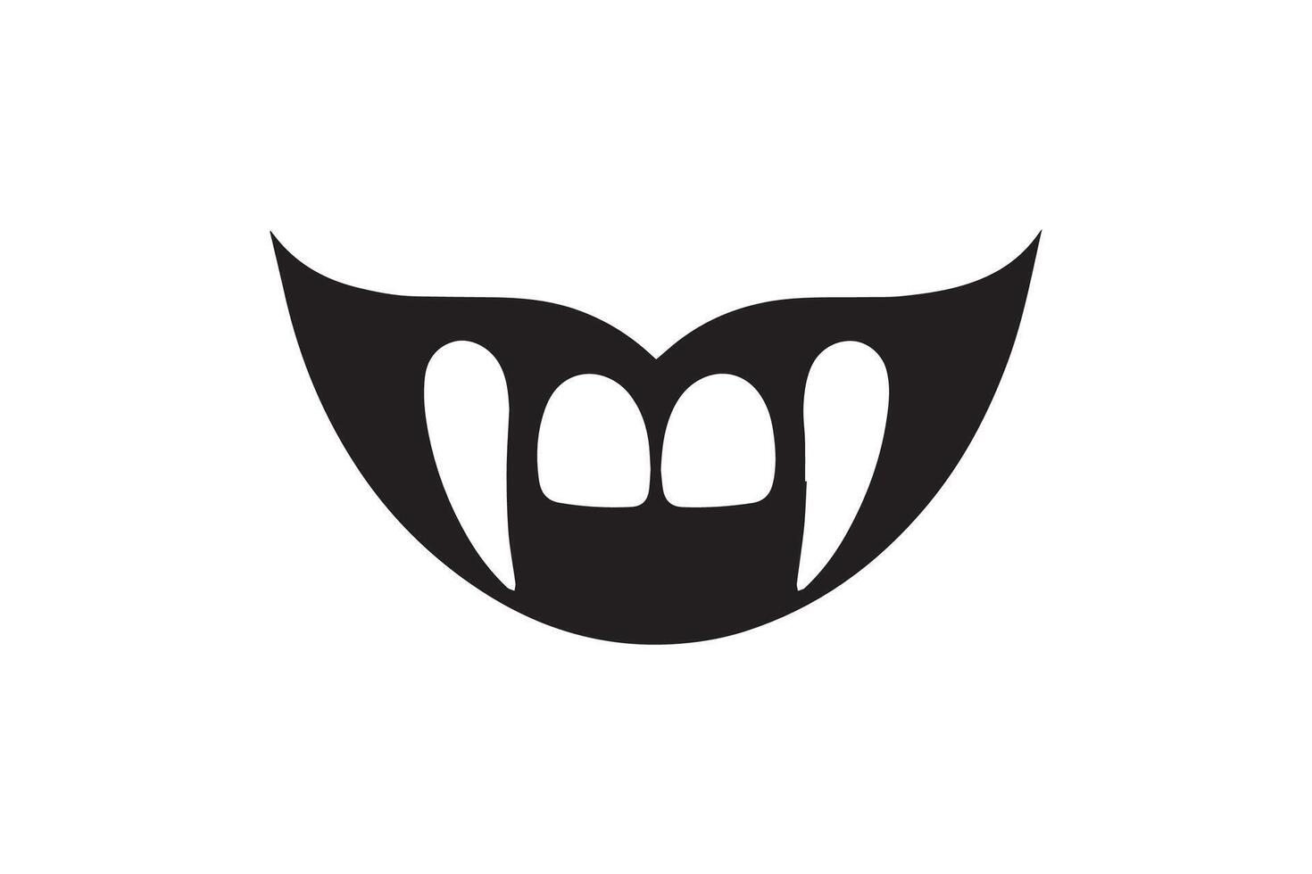 A black and white logo of a vampire's mouth vector