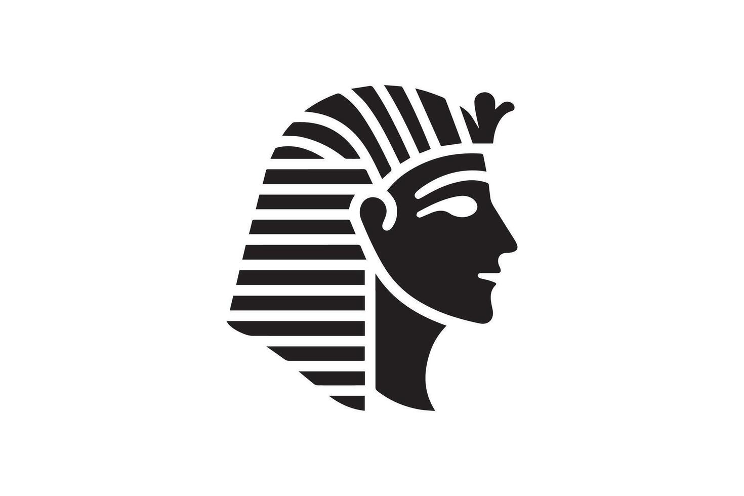 An egyptian pharaoh's head is shown in black and white vector