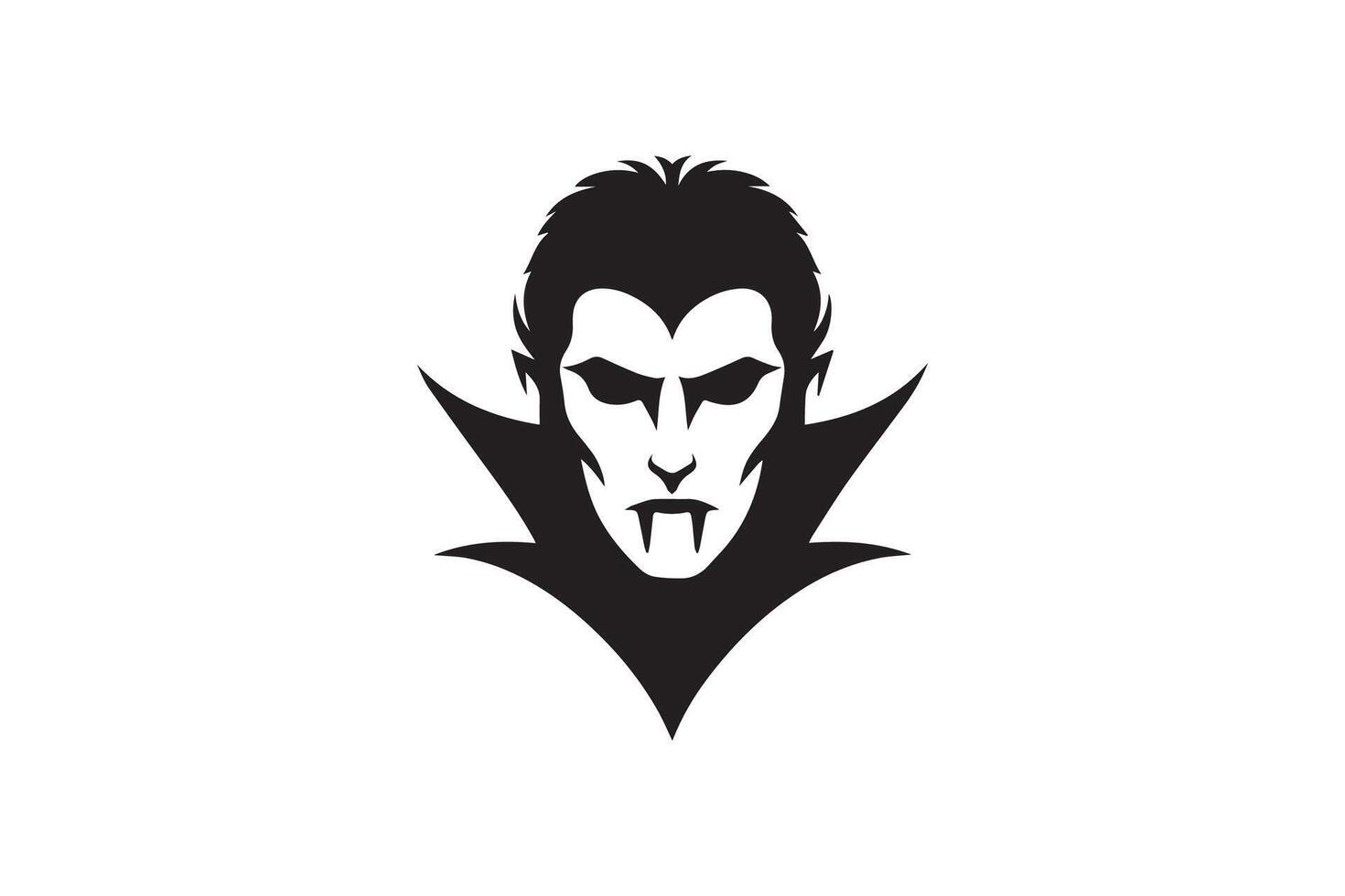 A black and white vampire face with a long nose vector