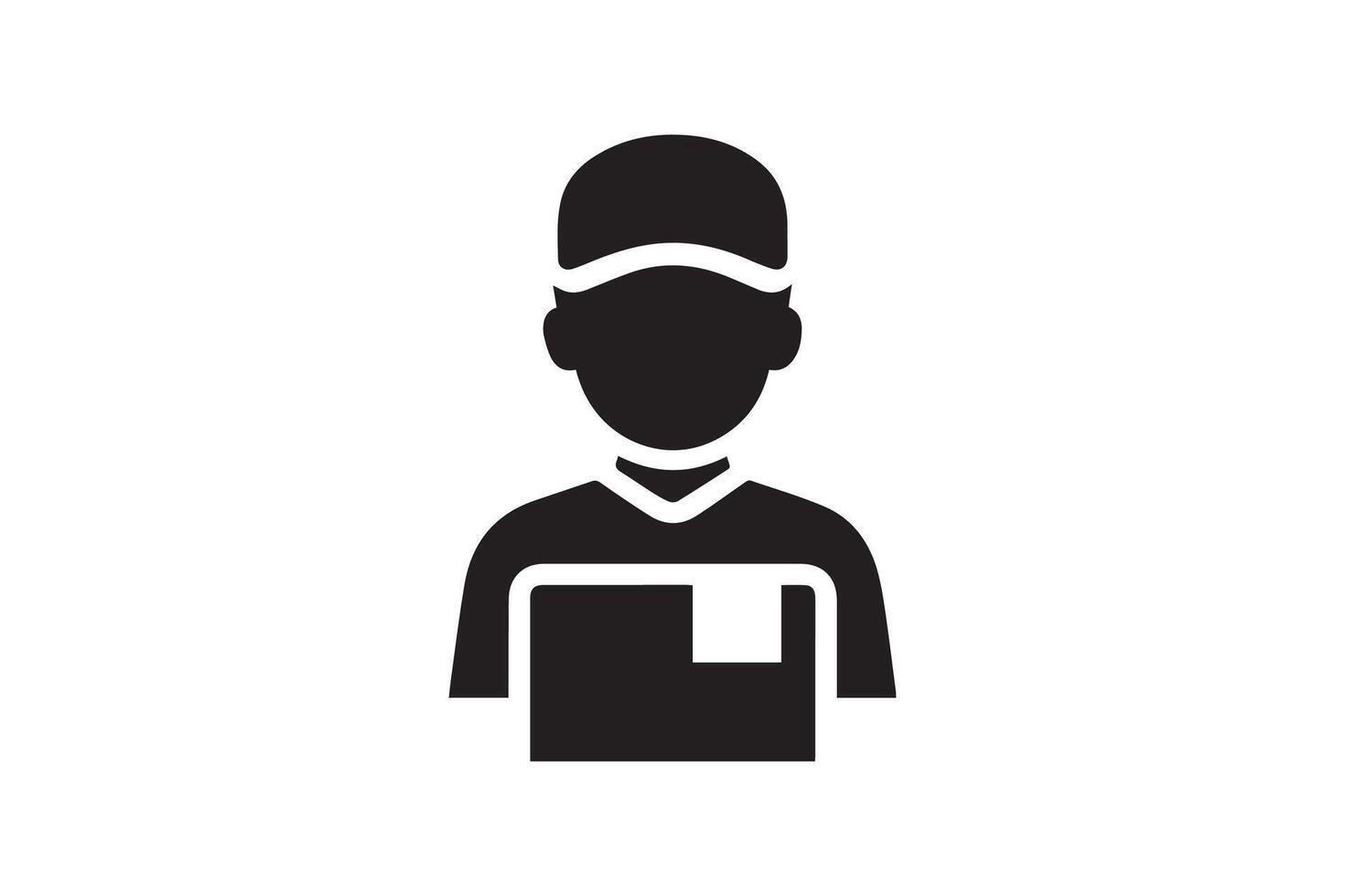 A black and white icon of a man in a hat vector