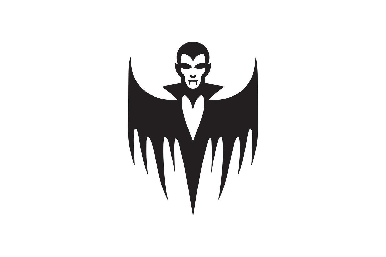 A black and white logo of a bat with wings vector
