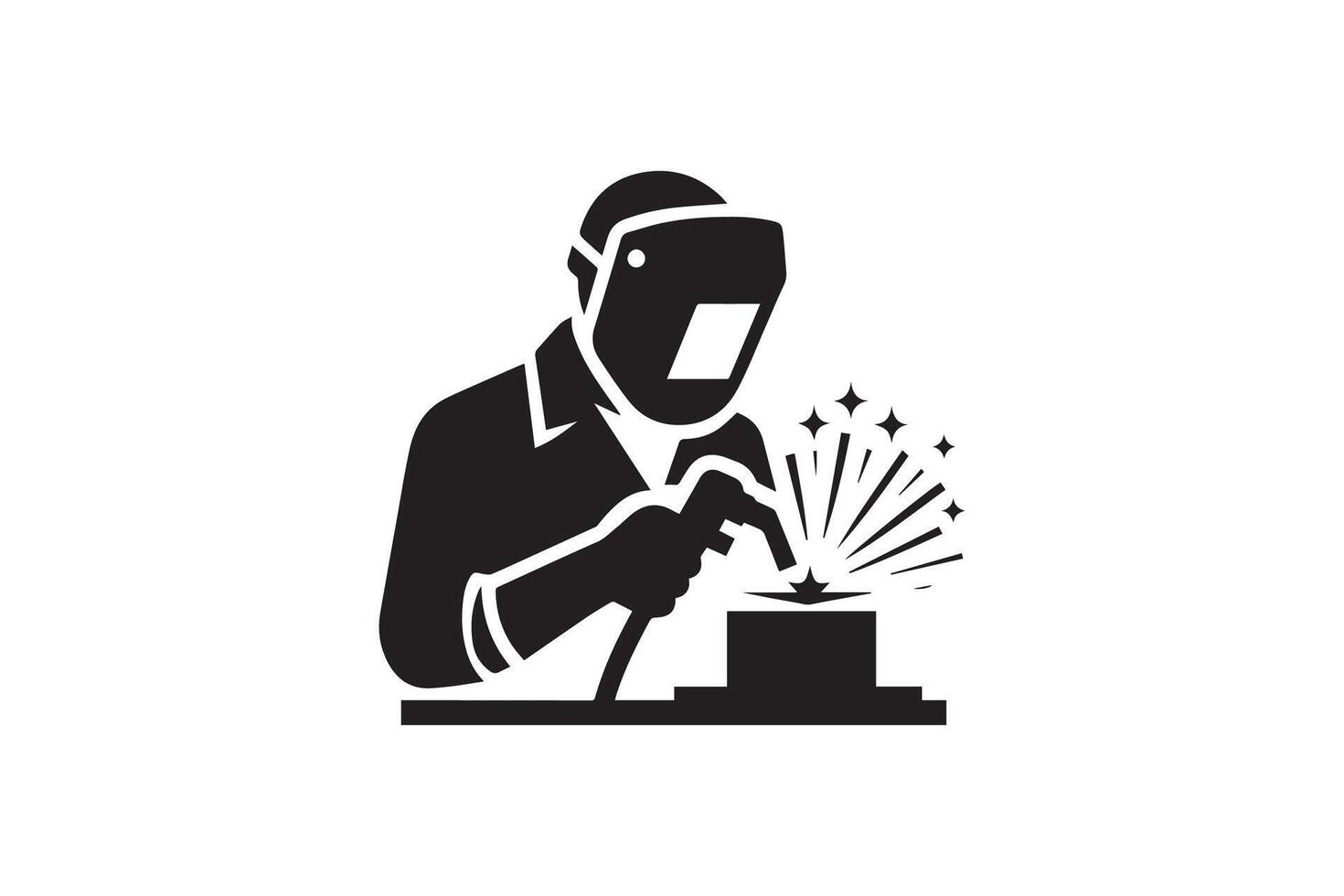 Welder icon, black and white illustration vector