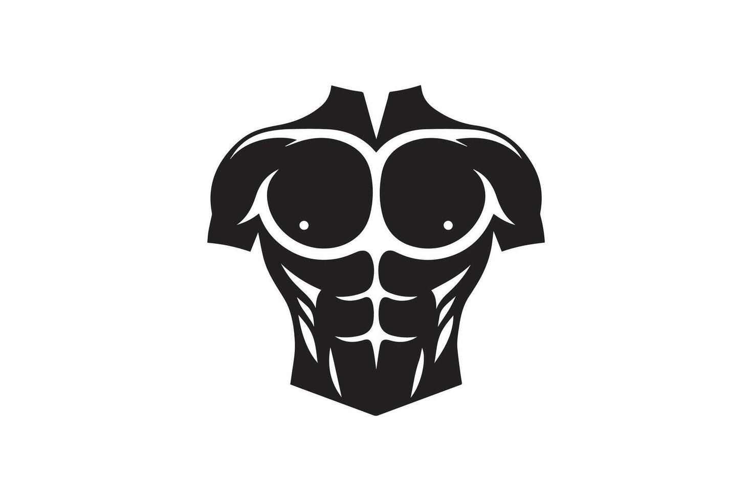 A black and white logo of a torso with a chest vector