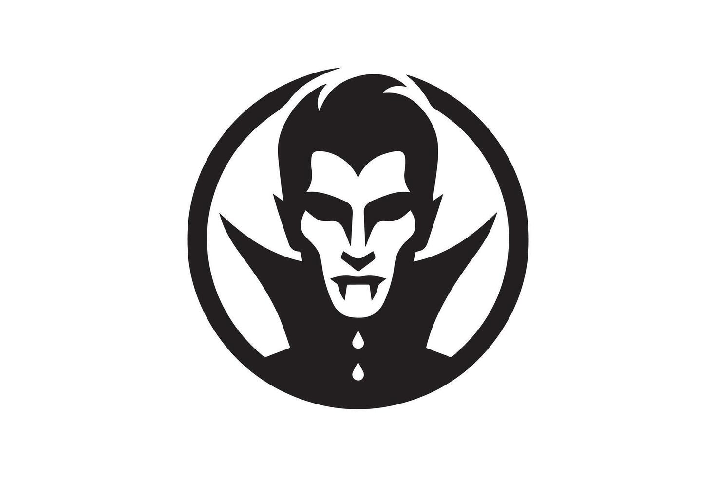 A black and white logo of a vampire vector