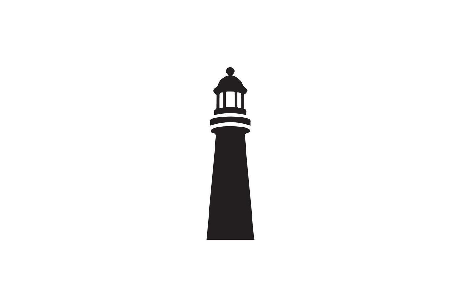 A black and white illustration of a lighthouse vector