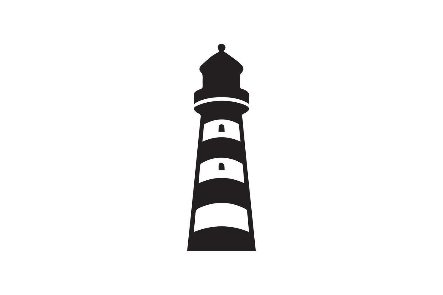 A black and white lighthouse icon on a white background vector