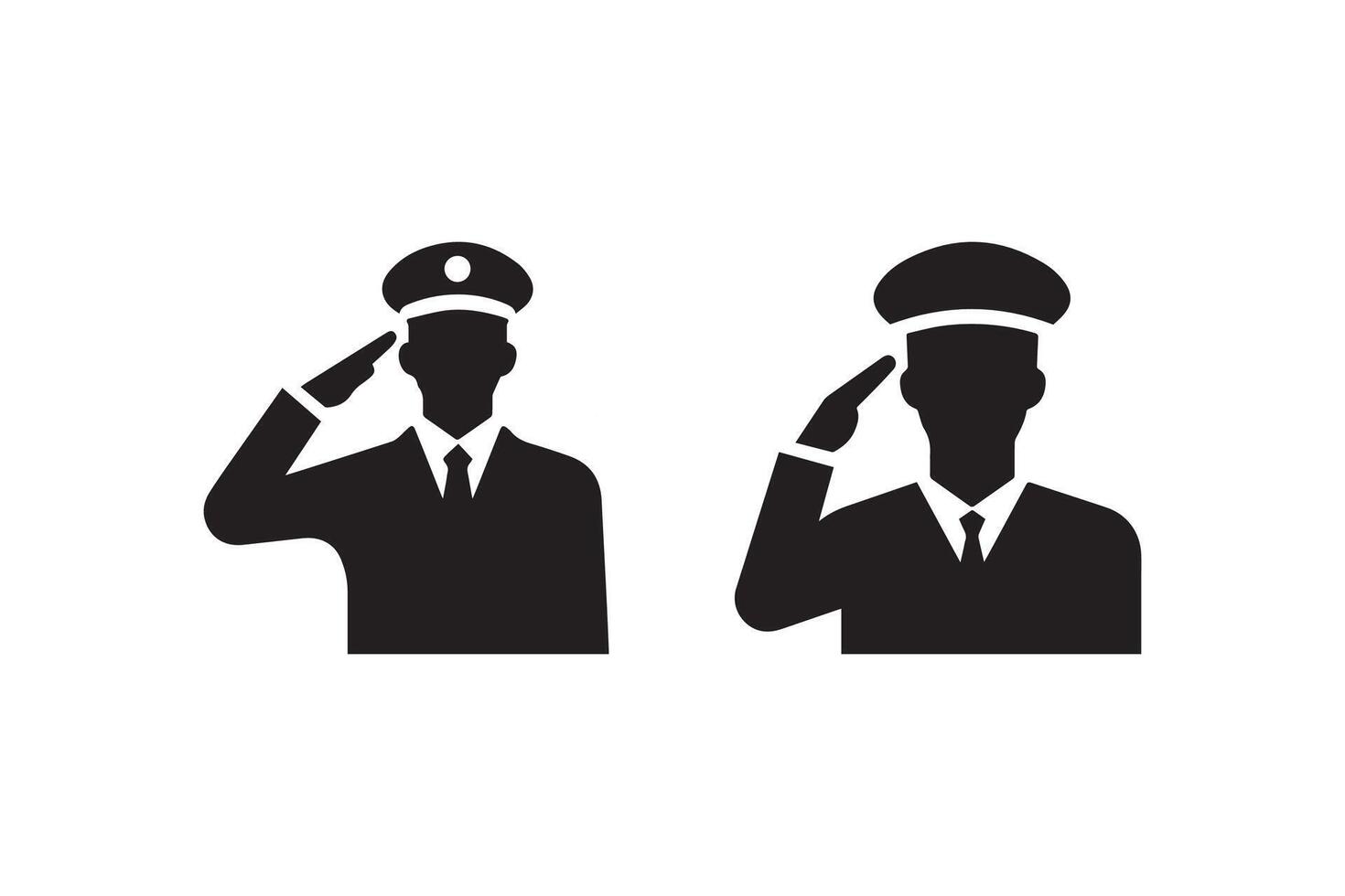 Two silhouettes of a man in uniform saluting vector