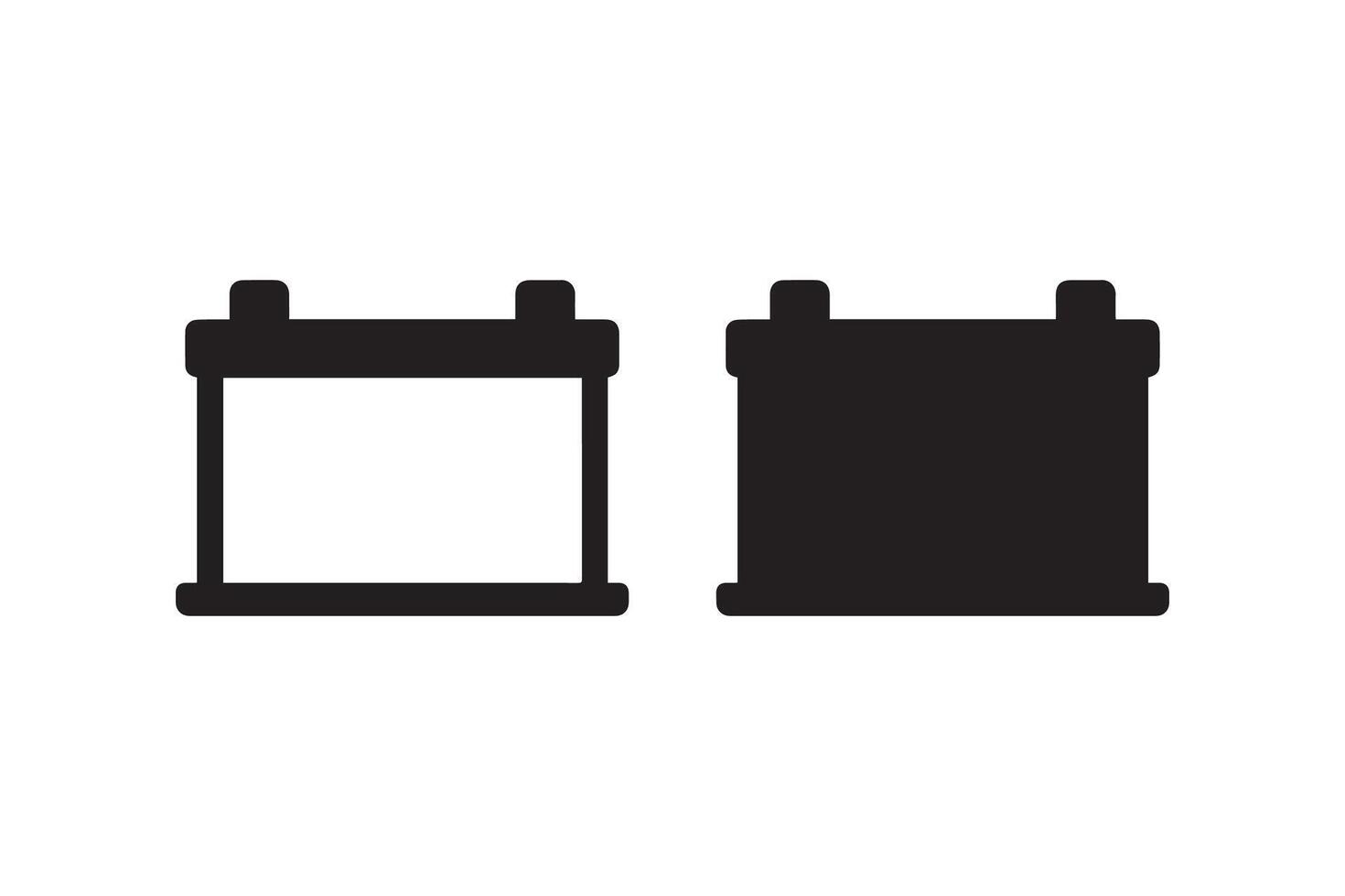 Two black and white icons of a battery vector