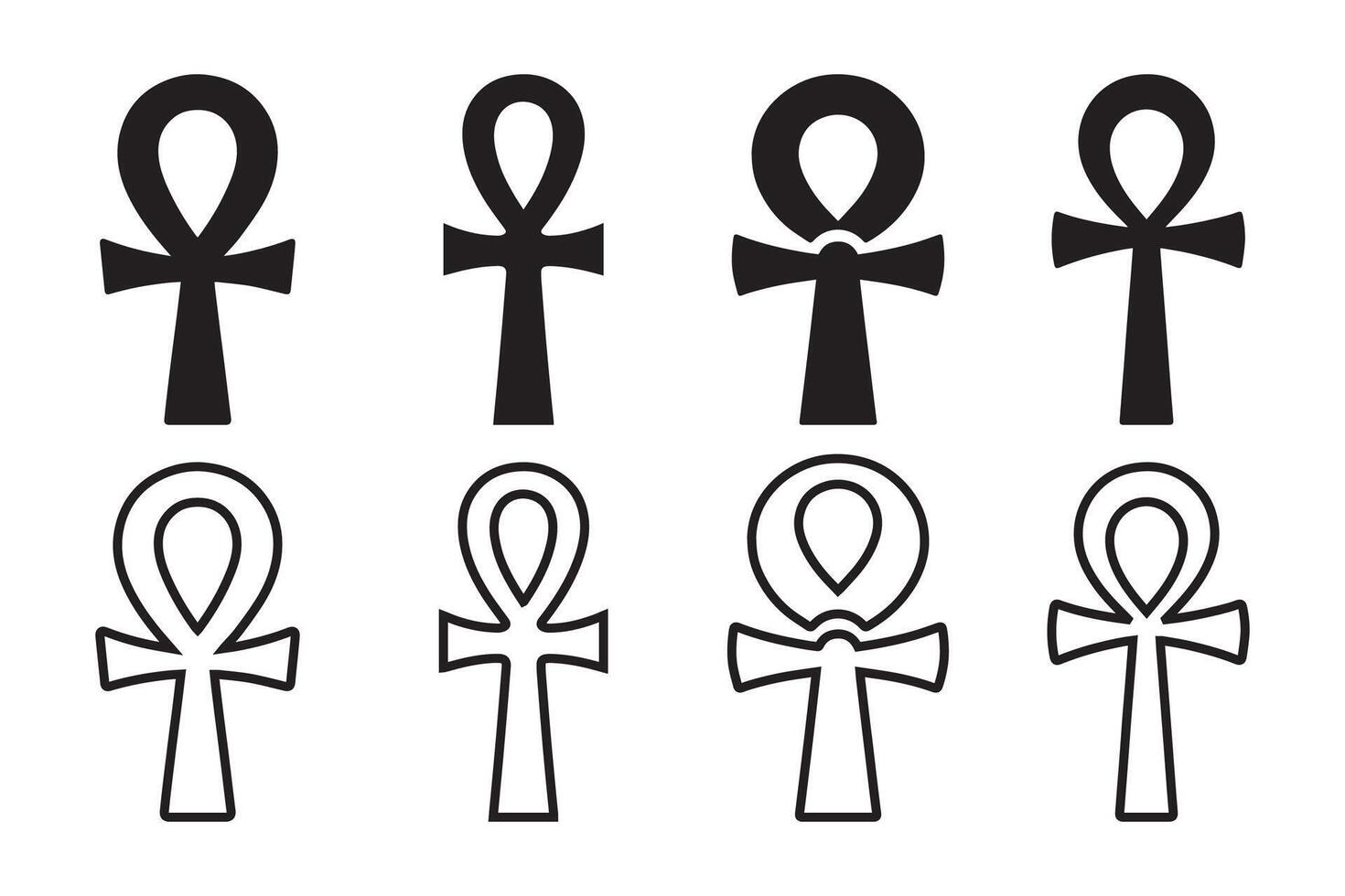Ankh symbol set, egyptian symbol, egyptian ankh symbol, egypt vector