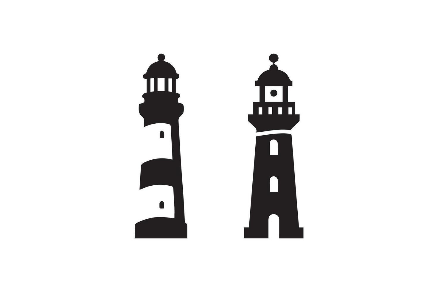 Two black and white lighthouses on a white background vector