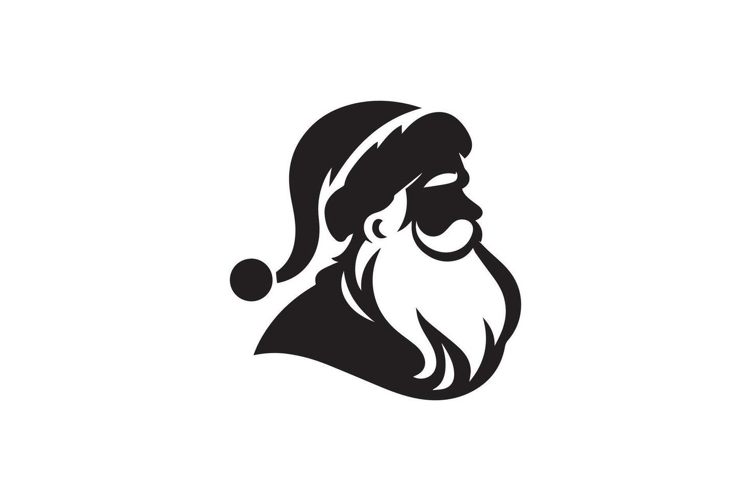 A black and white logo of santa claus vector