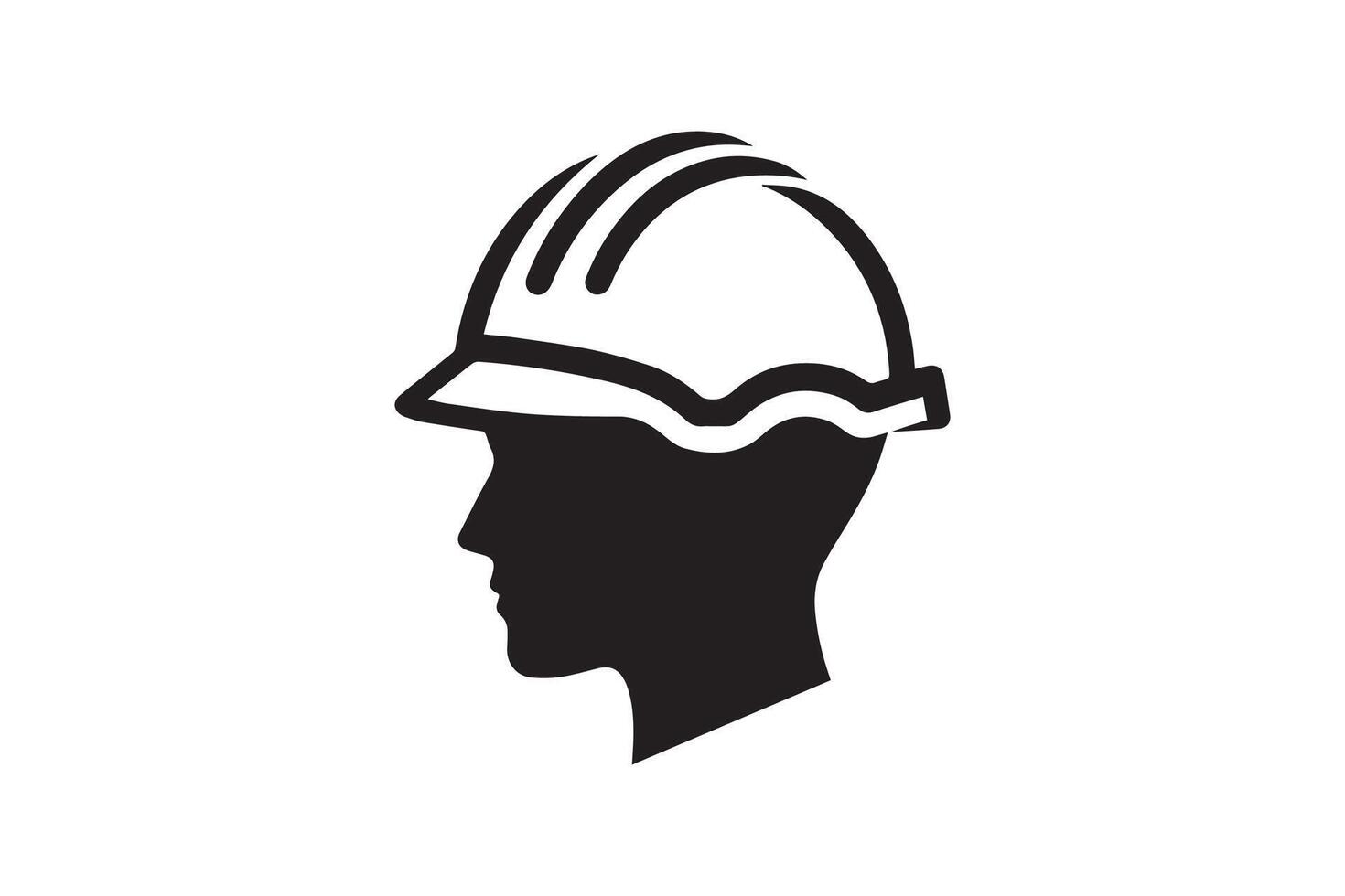 A silhouette of a man in a hard hat vector