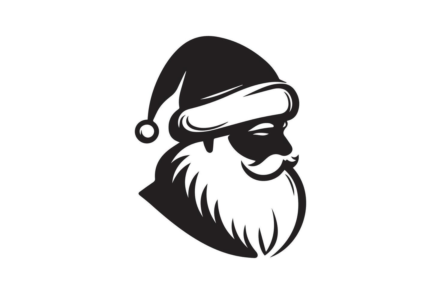 A black and white logo of santa claus vector