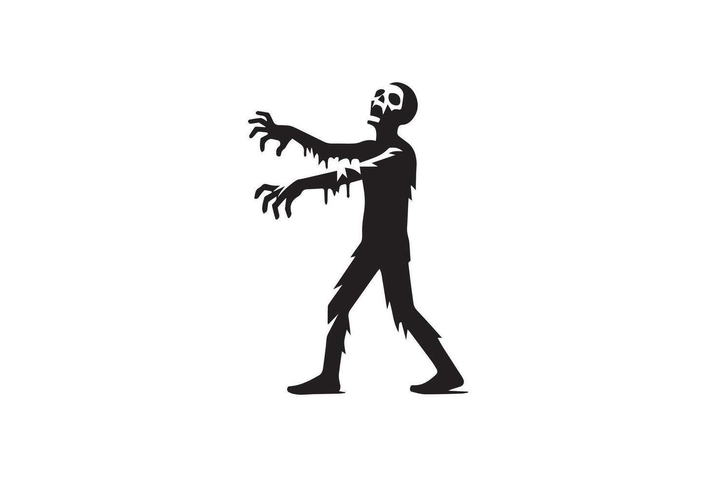 A silhouette of a zombie walking on a white background vector