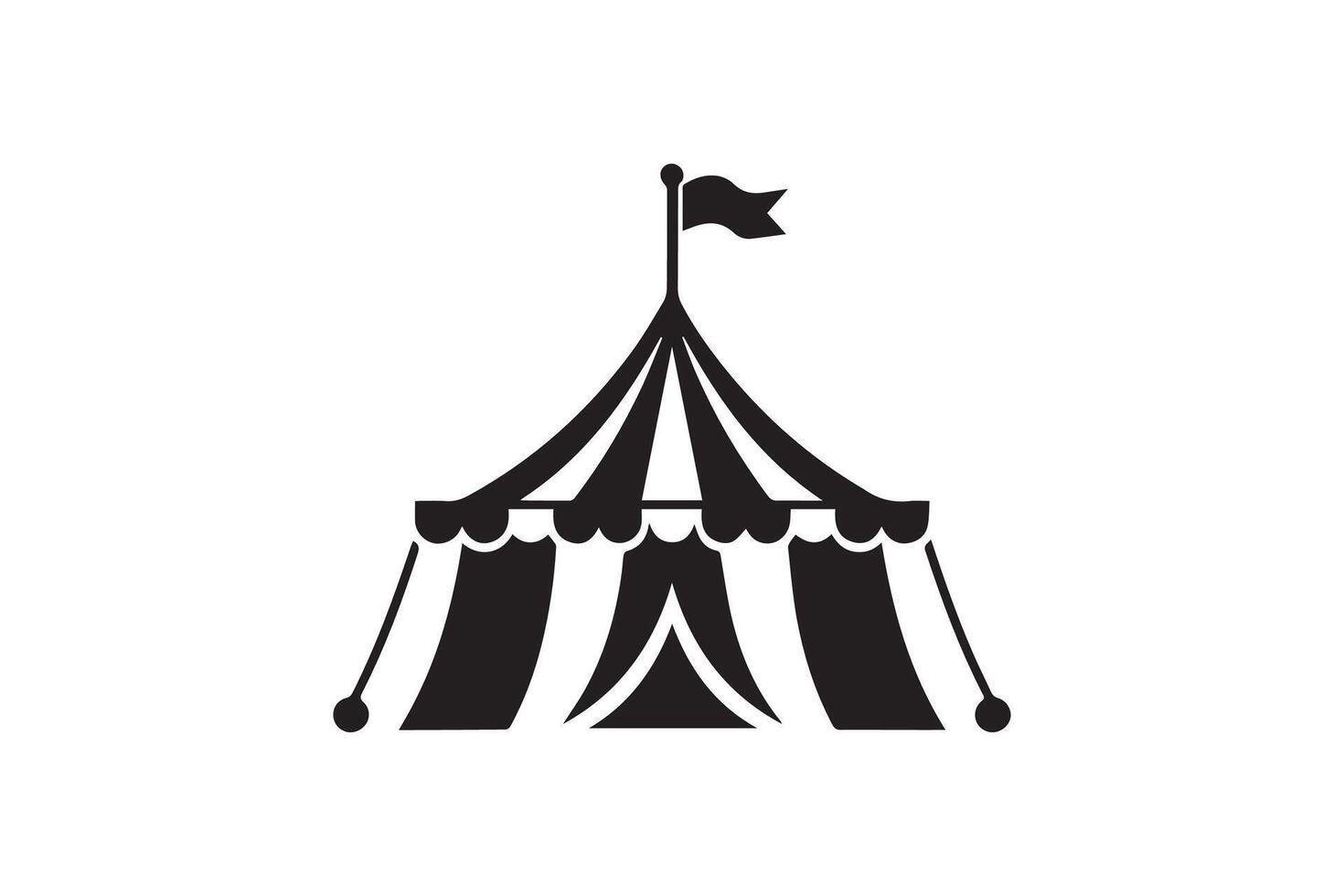 A black and white circus tent icon vector
