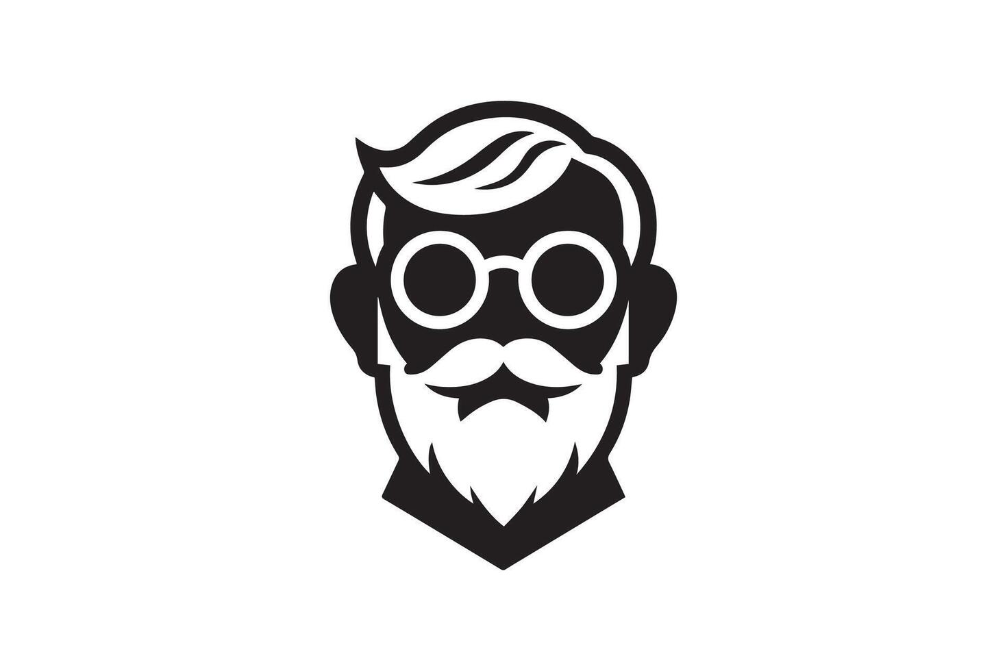 A black and white logo of a man with glasses and a beard vector