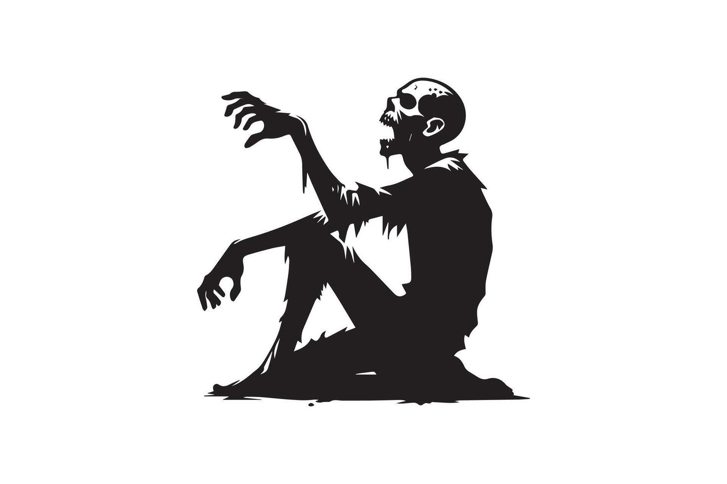 A silhouette of a zombie sitting on the ground vector