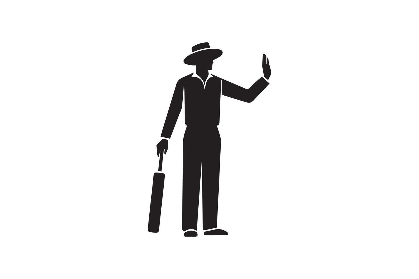 A silhouette of a man holding a bat and a ball vector