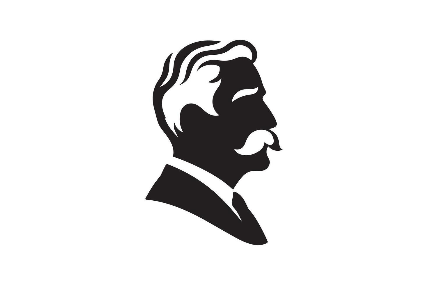 A black and white silhouette of a man with a mustache vector
