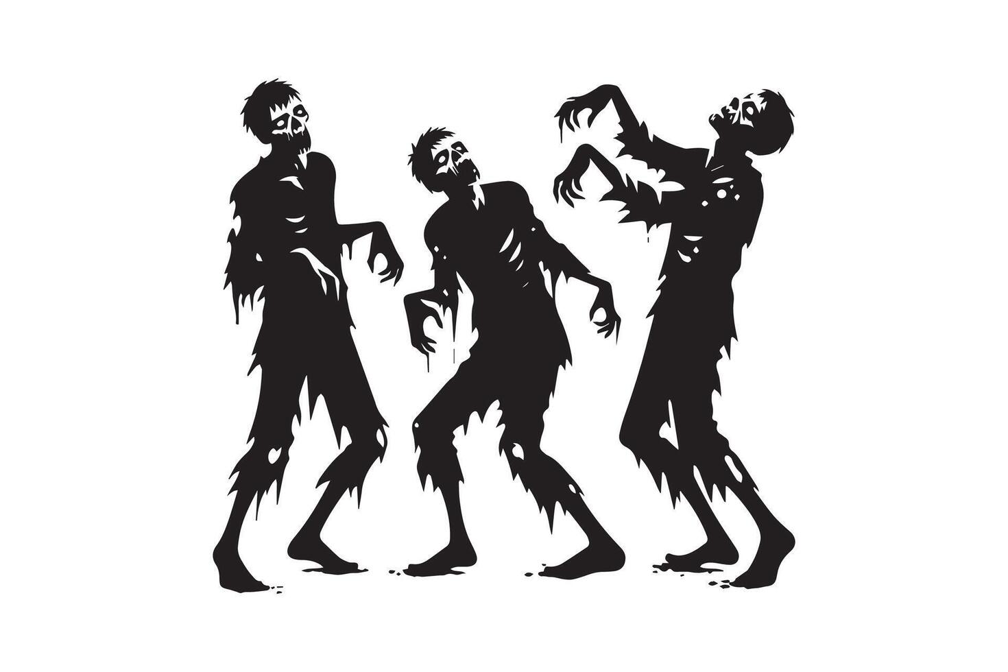 Three zombies are standing in a group vector