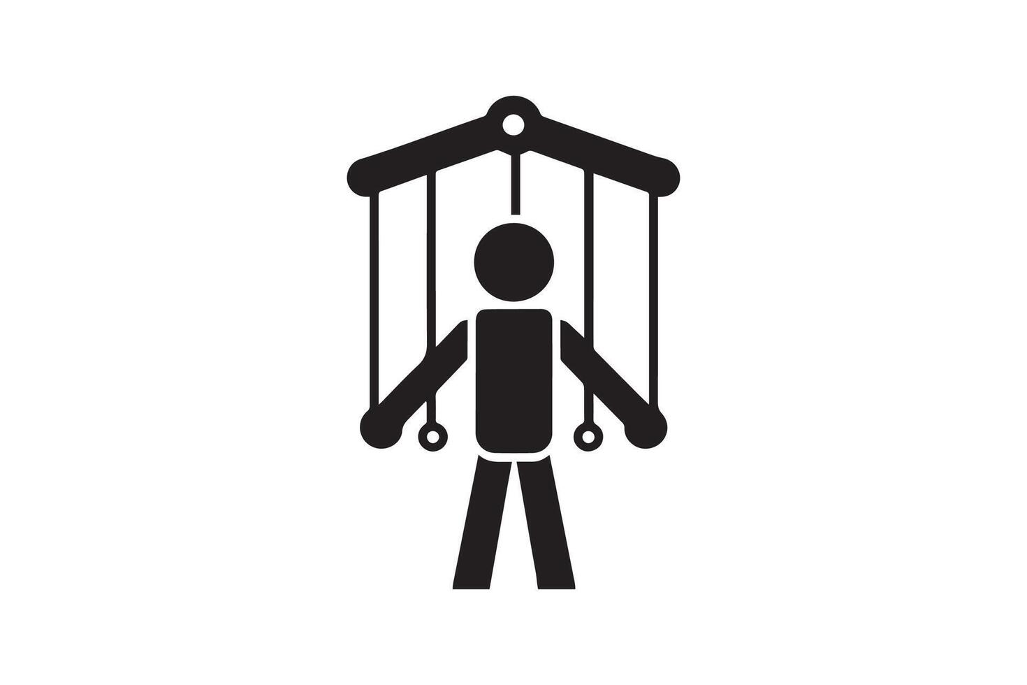 A black and white illustration of a man on a swing vector